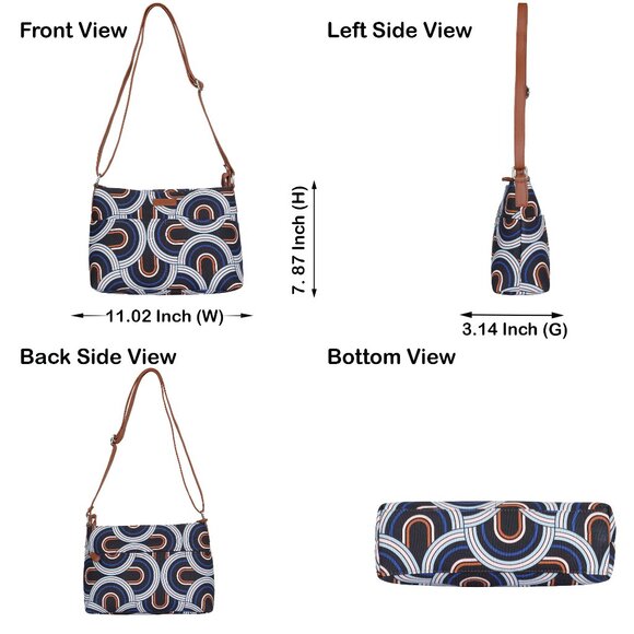 Women’s Handcrafted Crossbody Sling Bag, Abstract Printed Fabric Shoulder Purse - Picture 3 of 10